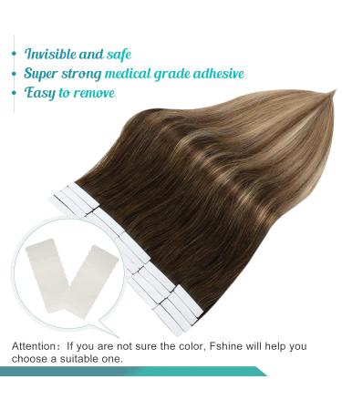 FSHINE Double-Sided Tape Extensions - 45cm Dark Brown to Caramel Blonde Balayage 20 PCS Remy Human Hair 50g #4/4/4 - Premium Quality Hair Extensions - Buy Online on GoSupps.com
