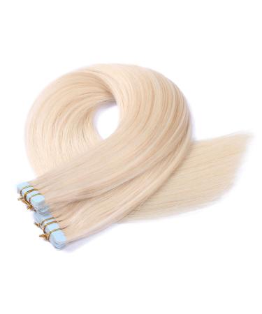 Tape in Hair Extensions - #60 Whiteblond 50cm - 10 Tresses 100% Remy Real Hair Adhesive Tape - Novon Hair Extensions - Buy Online on GoSupps.com