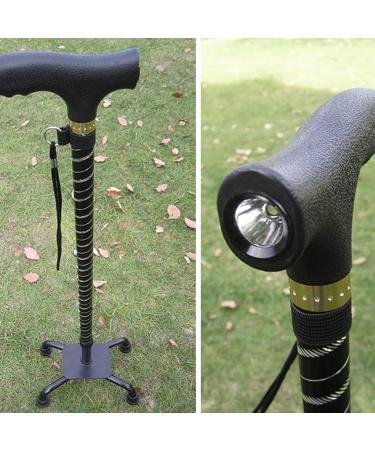 Aluminum Alloy Crutch - Men Ms Four Feet Walking Stick -Elderly Four Corners Crutch -Adjustable Telescopic Mobile Aid with Light Black Family Elegant - Buy Online on GoSupps.com