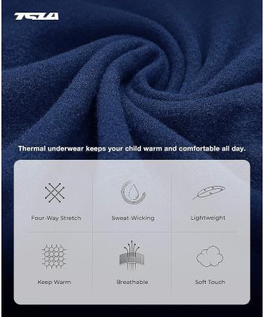 TSLA Kid's Soft Fleece Lined Thermal Underwear Set - Navy, Size 12 - Buy Online on GoSupps.com