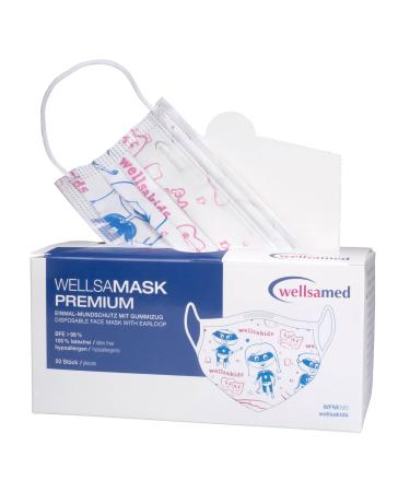 Wellsamed Wellsamask 50 pieces medical face mask Type IIR with elastic band with motif Wellsakids