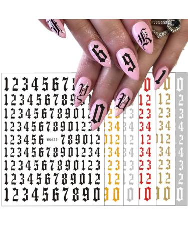 Luxury 3D Number Nail Art Stickers - Self Adhesive Decals for Women & Girls | 6 Sheets of Creative Nail Decorations - Buy Online on GoSupps.com