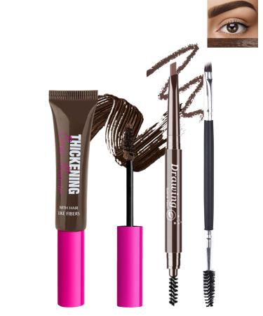 Tinted Brow Gel Kit-1 Espresso Tinted Eyebrow Mascara Gel & 1 Eyebrow Pencil Dark Brown Waterproof Thickening Long Lasting Transfer-Proof Brow Glue Fill Shaping Eyebrow with Brow Tool & Brush-Set 7 Set 7 Espresso
