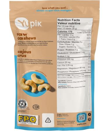 Yupik Raw Whole Cashews 256 g Gluten-Free Kosher Raw Nuts Unsalted Unroasted Oil-Free Nutritious & Healthy Snacks - Buy Online on GoSupps.com