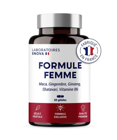 WOMAN FORMULA | Feminine Vitality | Plant Complex: Maca Ginger Ginseng Shatavari Vitamin B6 | 60 Capsules | Dietary supplement | Made in France | lady era