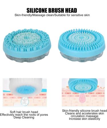 USB Charging Electric Facial Cleansing Brush - Waterproof Silicone Face Pore Cleaner (Blue) - Buy Online on GoSupps.com