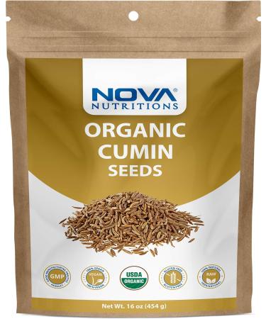 Nova Nutritions Certified Organic Whole Cumin Seeds 16 OZ (454 gm)