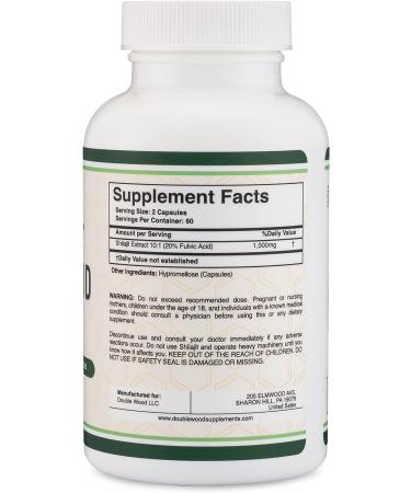 Pure Himalayan Shilajit Capsules 20% Fulvic Acid, 1000mg Extract/Serving, 120 Count Double Wood Supplements - Buy Online on GoSupps.com