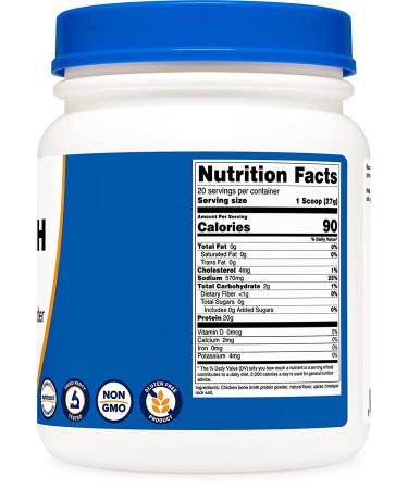 Nutricost Chicken Bone Broth Protein Powder (20 Servings) - Chicken Soup Flavor | Gluten Free & Non-GMO - Buy Online on GoSupps.com