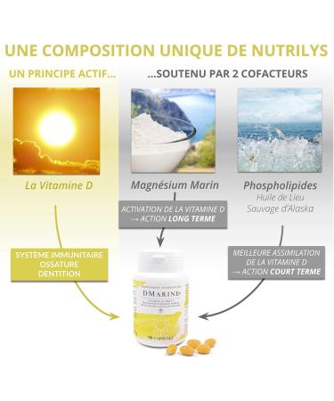 NUTRILYS - DMarine - Dietary Supplement - Vitamin D3 2000 IU Marine Magnesium and Alaskan Wild Place Oil 90 capsules - Buy Online on GoSupps.com