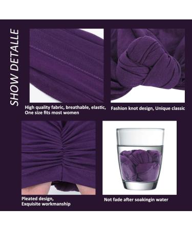 Women's African Turban Flower Knot Pre-Tied Bonnet - Large Blue/Purple/Yellow/Red/Grey/Black - Buy Online on GoSupps.com