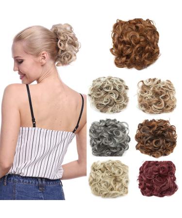 SEGO Hair Extensions Hairpiece Bun Hair Extension Hair Tie Updos Donut like Real Hair Light Brown