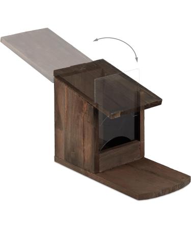 Relaxdays Squirrel Feeder House Feeding Station Box Standing Wooden HWD: 17.5 x 12 x 25 cm Dark Brown Wood and Plastic Pack of 1 10026312_746 - Buy Online on GoSupps.com