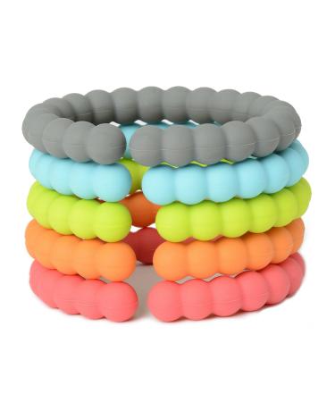 Chewbeads - Silicone Baby Links  Multi Use Baby Toy Rings - Attach Toys & Teethers to Stroller  Car Seat & More - Medical Grade Silicone  BPA Free & Phthalate Free - Includes 5 Colorful Baby Rings Multicolor