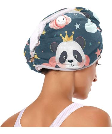 Small Pandas Clouds Stars Hair Towel 2 Pack - Super Absorbent Quick Dry Hair Turbans for Women & Girls - Buy Online on GoSupps.com