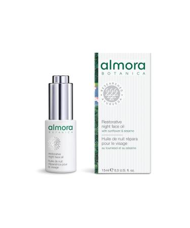 Almora Botanica Restorative Night Face Oil 15mL | Anti-Aging Facial Oil with Sunflower & Sesame | Overnight Repair for Plump Hydrated Skin | Vegan Clean Non-Greasy Night Moisturizer