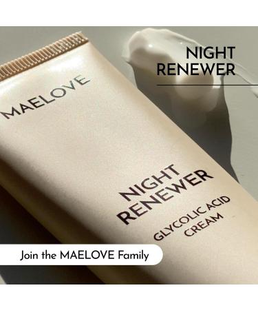 MAELOVE Night Renewer - Glycolic Acid Anti-Aging Night Cream for Sensitive Skin | Exfoliating AHA Cream | Gluten-Free USA Made - 2.0 fl oz - Buy Online on GoSupps.com