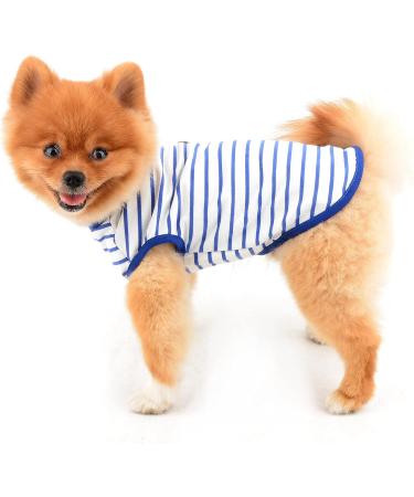 PAIDEFUL British Striped Dog Shirt for Small Medium Dogs Cats - Breathable Soft Cotton Vest Tee for Puppy Chihuahua Yorkie - Blue XS - Buy Online on GoSupps.com
