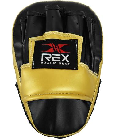 Rex Kidz Boxing Focus Pads - Junior Hook and Jab Target Mitts for Kids in Black/Gold - Buy Online on GoSupps.com
