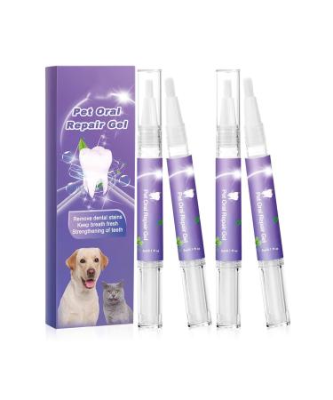 Pet Oral Repair Gel Pet Brush Free Oral Gel for Pets Pet Oral Restoration Whitening Gel Eliminate Bad Breath Targets Tartar Without Brushing Pet Breath Freshener Gel Care Cleaner (4pcs)