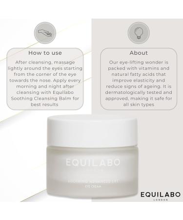 Equilabo London Soothing Advanced Lift Eye Cream - Anti-Aging Formula for Firming Hydration Dark Circles - Day and Night 100% Vegan Dermatologically Tested & Approved 15ml - Buy Online on GoSupps.com