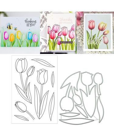 Tulip Silicone Clear Stamp and Die Sets for Card Making, DIY Embossing Photo Album Decorative Craft