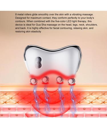 Electric Gua Sha Facial Tools Heated Gua Sha Tools with 5 LED Lights Red Light Face Massager Vibration Device 8 Metal Roller for Face Back Leg and Body big - Buy Online on GoSupps.com