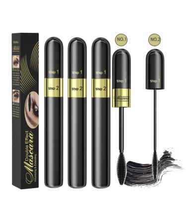 3PCS 4D Silk Fiber Lash Mascara 2 in 1 Mascara For Natural Lengthening And Thickening Effect(Pack of Black) 3pcs Black