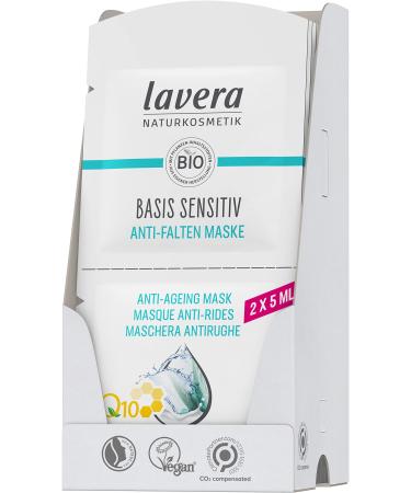 Lavera base sensitive anti-folds mask coenzyme Q10 vegan organic plant active ingredients natural cosmetics natural & innovative 15 Pack (15 x 10 ml)