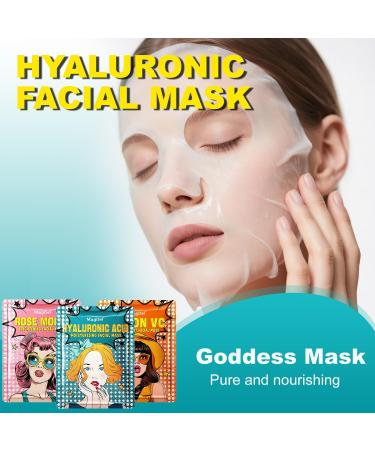 RedOceansM Womens Face Mask Daily Care Facial Cloth Masks 6 Pieces Collagen Hydrogel Face Mask Moisturizing Skin Firming Increases Skin Moisture for All Skin Types - Buy Online on GoSupps.com