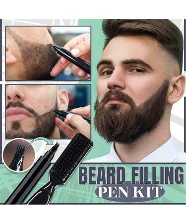 Beard Filling Pen Kit - Waterproof Long Lasting Coverage & Natural Finish for Stylish Beards and Eyebrows (Brown) | International Shipping - Buy Online on GoSupps.com