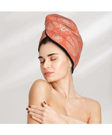 Quick-Dry Hair Towel Wrap | Turban with Button for Effortless Drying | Beautiful Corals - International Shipping - Buy Online on GoSupps.com