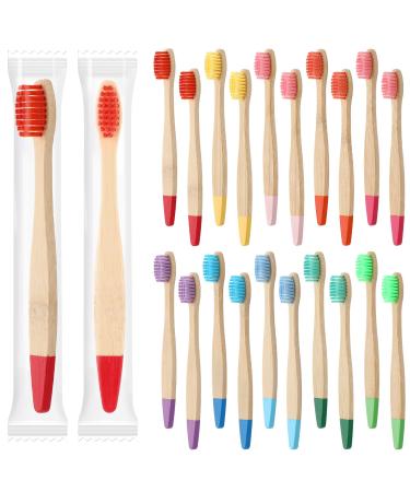 20 Pieces Kids Bamboo Toothbrushes Soft Bristles Toothbrushes Toddler Toothbrush Manual Travel Toothbrushes for Kids Children Home School Travel Teeth Oral Dental Care  5.7 Inch  Individually Wrapped