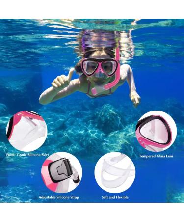 GreenLF Kids Snorkel Set - Anti-Fog Mask with Nose Covers for Youth 5-12 - Rose Red Semi-Dry Diving Gear for Junior Boys & Girls - Buy Online on GoSupps.com