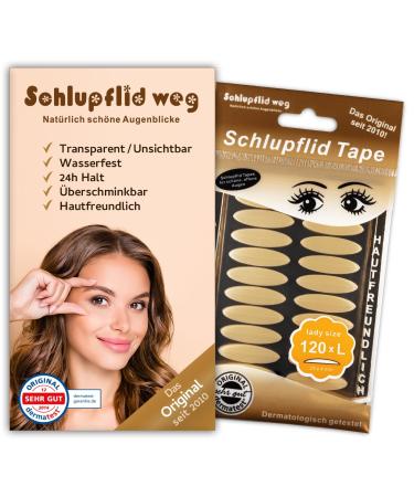Sluepflid Tape "Lady Size" (L) - eyelid lifting without op 120 pieces slide powder stripes for beautiful open eyes small beauty helpers for hanging eyelids - eye leverage tape