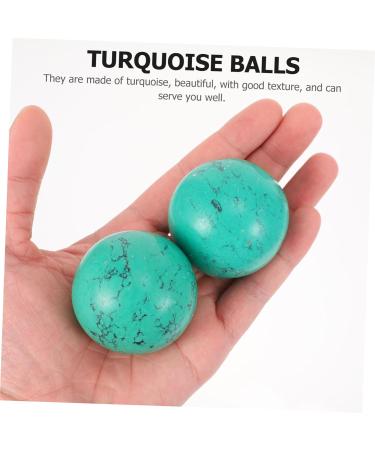 Buy Tovinanna 2st Turker Handball Balls - Chinese Massage Turquoise Gift Balls | Green Gemstone Fitness & Relaxation Baoding Wooden - Buy Online on GoSupps.com