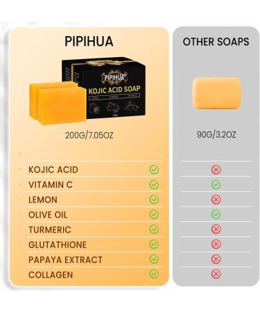 PIPIHUA Lemon Turmeric Kojic Acid Soap for Skin: Lemon Kojic Acid Soap Bars Combines Lemon & Turmeric & Kojic Acid(2 Pack) 2Pack Lemon & Turmeric - Buy Online on GoSupps.com