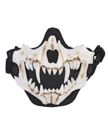 Joyasus tactical half -sighted mask breathable Airsoft steel skull protective mask for shooting CS paintball hunt Halloween costume party white