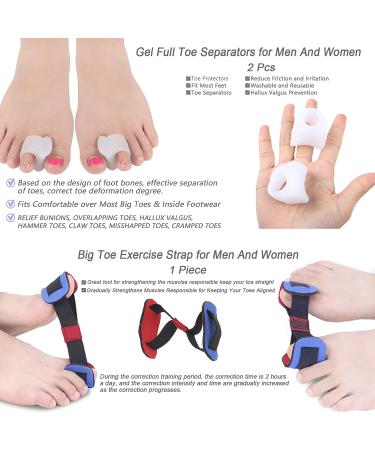 Bunion Corrector Kit - 15Pcs for Women and Men, Hallux Valgus Relief, Toe Spacer Straightener, Big Toe Separator, Metatarsal Sleeve Protector and Exercise Strap - Buy Online on GoSupps.com