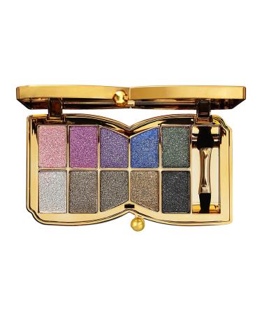 Glitter Eyeshadow Palette,10 Colors Sparkle Shimmer Eye Shadow Highly Pigmented Long Lasting Makeup Set Gold (Type 1)