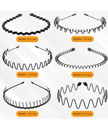 KAC Pack of 6 Unisex Wavy Non-Slip Metal Headbands for Sports, Outdoor, Yoga - Buy Online on GoSupps.com