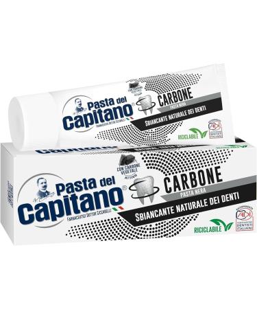 4x Pasta del Capitano Activated Charcoal Toothpaste 100ml - Natural Whitening + Free Beni Culinari Keychain - International Shipping Available - Buy Online on GoSupps.com