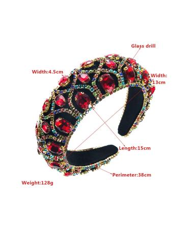 Forsylvanas Crystal Rhinestone Headband 2 Pcs Set for Women - Handmade Velvet Hair Hoop for Wedding Parties - Red + Green - Buy Online on GoSupps.com