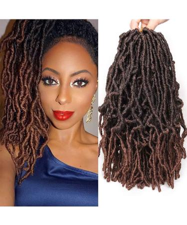 Xtrend 6 Packs 12 Inch Pre-Looped Nu Faux Locs Crochet Braids Hair Extensions for Short Distressed Butterfly Locs Ombre Synthetic Braiding Hair Wavy Gpysy Soft Locs Crochet Hair 18strands/pack 1B/30# 12 Inch (Pack of 6) T30#