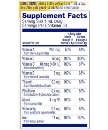 Enfamil Poly-Vi-Sol Multivitamin Drops with Iron 50 mL - Essential Infant Supplement - Buy Online on GoSupps.com