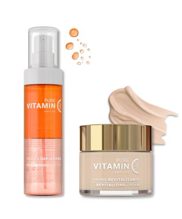 Noche Y Dia Cleanser and Moisturizing Vit C Bundle - Vitamin C Cleansing Water & Vitamin C Face Cream