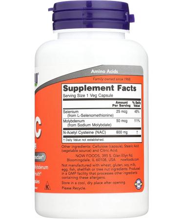 Now Foods NAC 600 mg - 100 Veg Capsules | Antioxidant Support & Detox Boost - Buy Online on GoSupps.com