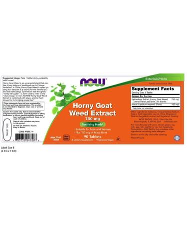 Now Foods Horny Goat Weed Extract 750mg - 90 Tablets for Vitality & Wellness - Buy Online on GoSupps.com