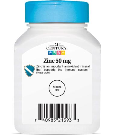 21st Century Zinc Chelated 50 mg - 110 Tablets for Immune Support & Zinc Supplement - Buy Online on GoSupps.com
