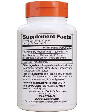 Doctor's Best High Absorption CoQ10 with BioPerine Ã¢â¬â 60 Veggie Caps for Optimal Heart Health - Buy Online on GoSupps.com